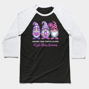 Cystic Fibrosis Awareness Gnome Purple Ribbon Baseball T-Shirt